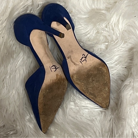 💙Zara Blue Suede Stiletto Heels Sz 37 US 7 Pointed Toe - Picture 8 of 8